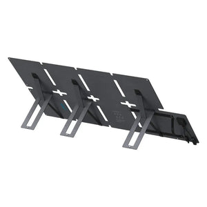 Anker SOLIX PS60 60W portable foldable solar panel with three black panels and gray metal stands displayed in open position against white background