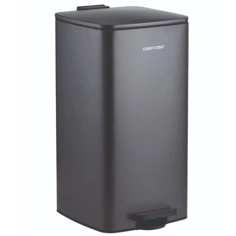 Casa & Casa Seattle Square Slate Pedal Bin 30 Litre in dark grey slate finish with black top lid and foot pedal, modern cylindrical design