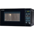 Black Sharp microwave oven on a white background