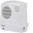 Dimplex 2kw white wall mounted downflow fan heater with pullcord and timer control panel featuring circular air outlet grille