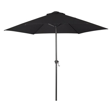 Black patio umbrella on a white background