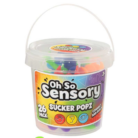 Bucket of Oh So Sensory Sucker Popz on a white background