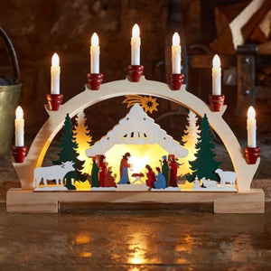 Three Kings InLit 7 Light Wooden LED Nativity Candle Bridge | 2590071