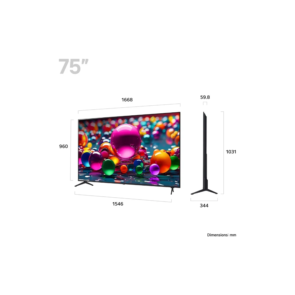 LG AI UA75 75 Inch 4K Smart TV - Black | 75UA75006LA.AEKQ