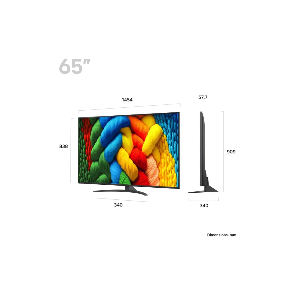 LG NANO81 65 Inch 4K Ultra HD HDR LED Smart TV (2025) | 65NANO81A6A.AEK