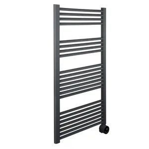 Masterplug SmartEnergy Thermaline grey heated towel rail 1320mm with horizontal bars and integrated thermostat control dial