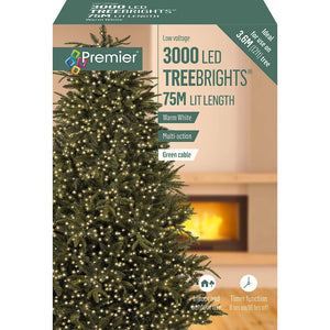 Premier 3000 Multi-Action Treebright Christmas Lights With Timer - Warm White