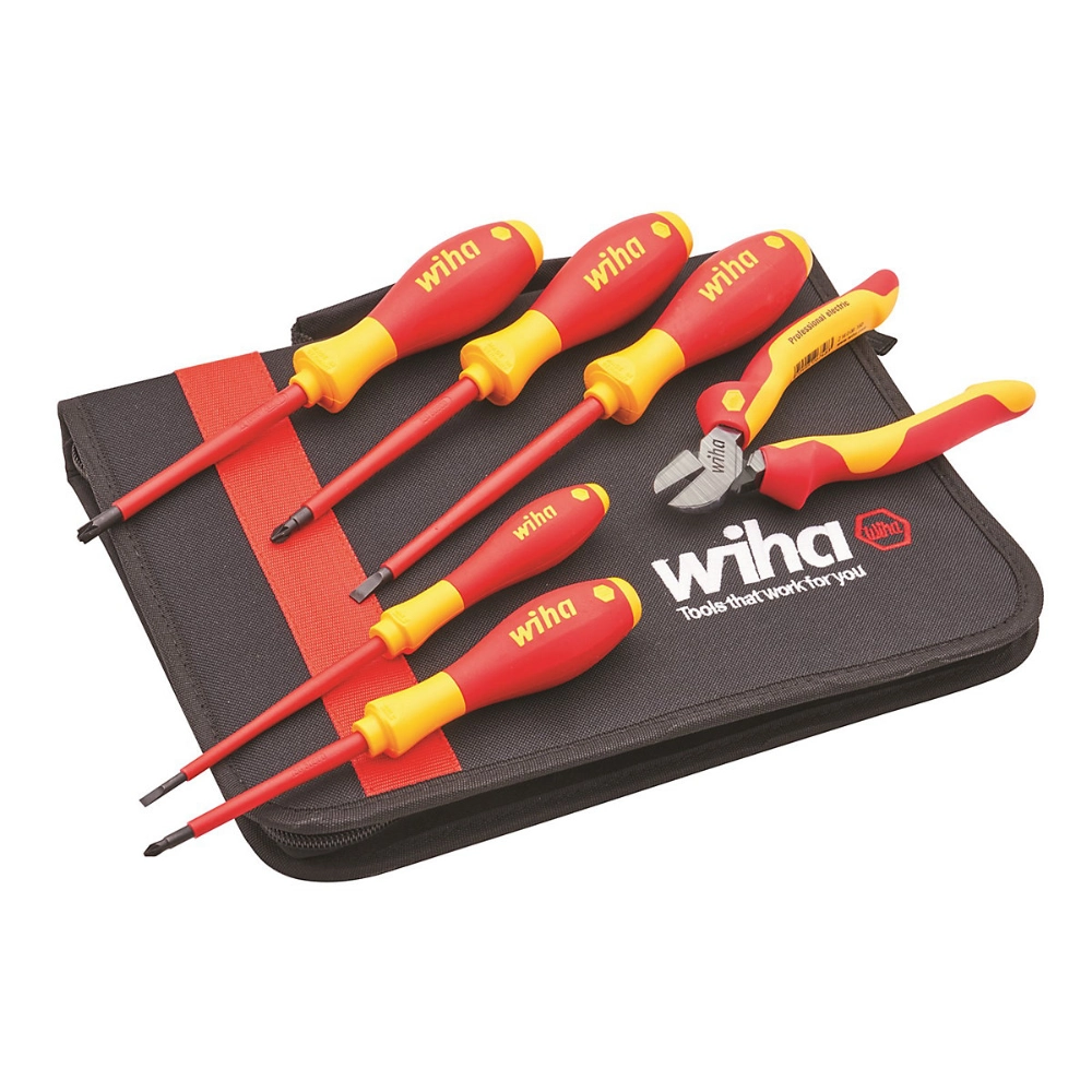 Wiha Electrician's VDE Screwdriver & Plier Set in Tool Organiser – Heavins